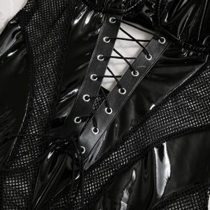 body cuir lacet noir pour femme