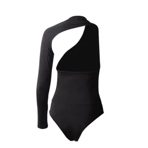 body asymétrique noir pour femme