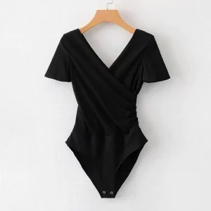body femme habillé noir manche courte