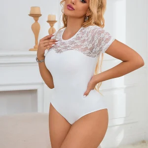 body blanc femme t-shirt dentelle
