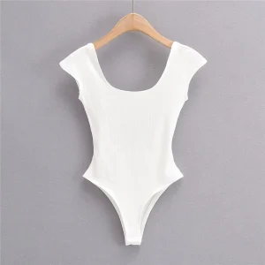 body blanc femme à manches courtes