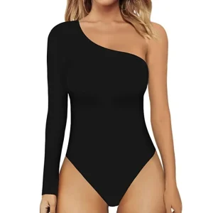 body noir femme asymétrique élégance minimaliste