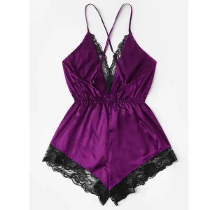 pyjama body femme dentelle violet