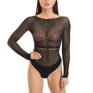 body femme paillettes dos nu noir