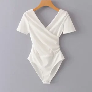 body femme habillé manche courte blanc