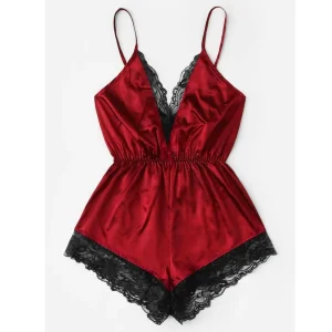 pyjama femme dentelle rouge