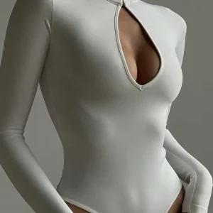 body blanc femme manche longue