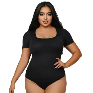 body femme grande taille manche courte