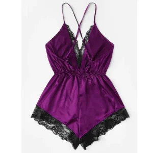 body en dentelle violet pour femme