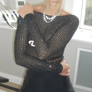 body paillettes noir pour femme