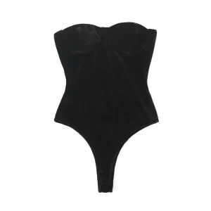 body velours femme noir bustier