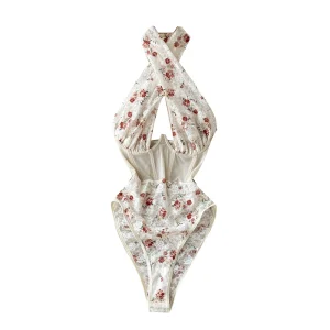 body femme fleuri sans manche