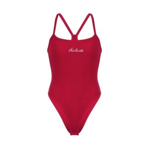 body moulant à bretelles rouge pour femme