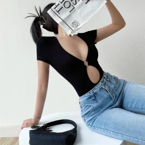 body noir femme sans manche