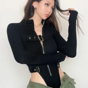 body femme noir avec fermeture