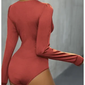 body col V dentelle orange brulé