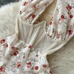 body fleuri sans manche pour femme