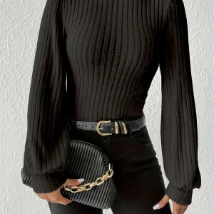 body femme côtelé manche large