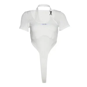 body blanc femme effet deux pièces