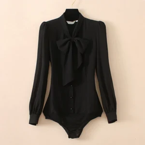 body chemise femme avec nœud au col