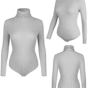 body col roulé chaud et légèrement gainant gris