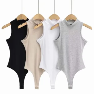 Body femme sans manche col roulé