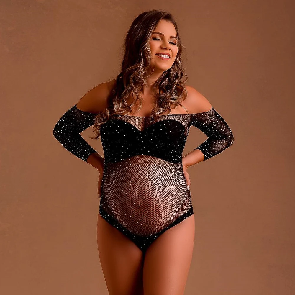 body à strass manches longues pour femme enceinte